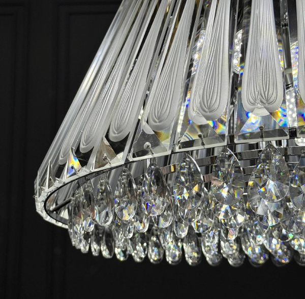 لوستر آویز کریستالی وارداتی مدل TH_8430 – بدنه آبکاری نقرهای و طلایی - تصویر 3