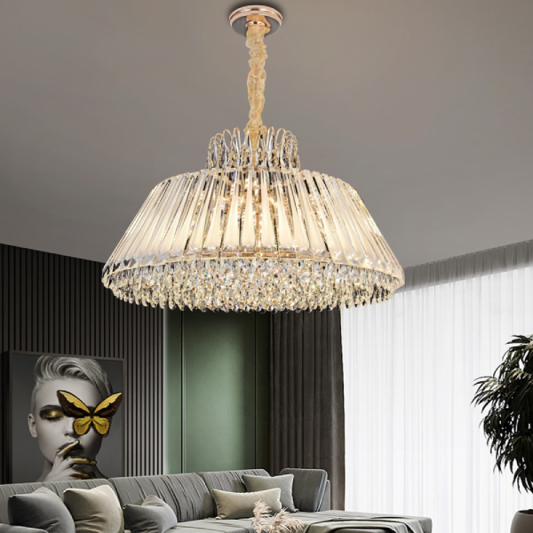 لوستر آویز کریستالی وارداتی مدل TH_8430 – بدنه آبکاری نقرهای و طلایی - تصویر 5