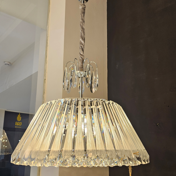 لوستر آویز کریستالی وارداتی مدل TH_8430 – بدنه آبکاری نقرهای و طلایی - تصویر 10