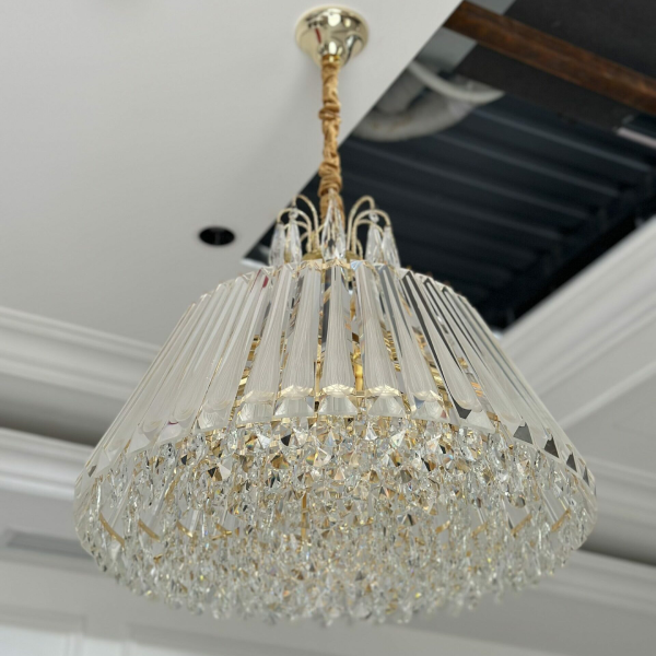 لوستر آویز کریستالی وارداتی مدل TH_8430 – بدنه آبکاری نقرهای و طلایی - تصویر 11