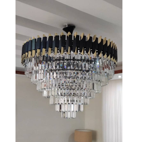 لوستر آرتا مشکی طلا با کریستال کاردی  | دکور کلاسیک و نئوکلاسیک