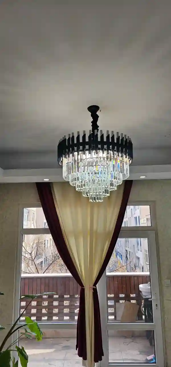 لوستر کریستالی مدل هونیا بدنه مشکی مات و کریستال کاردی k9