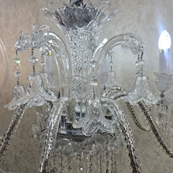 لوستر باکارات VIP وارداتی – کریستال سفید | ۶ تا ۳۲ شاخه - تصویر 8