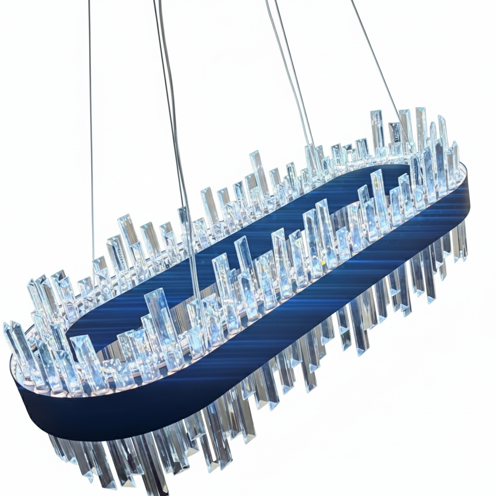 لوستر لاینری بیضی مدرن طرح هیراد ریموت‌دار | نور سه‌حالته