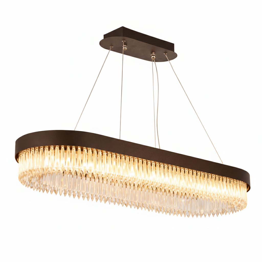 لوستر لاینری بیضی بدنه مشکی نارسیس کریستال ۷۶ میلی‌متری