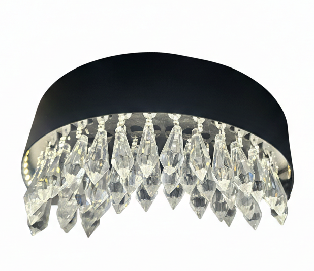 لوستر دیواری مشکی نارسیس با کریستال کوتاه