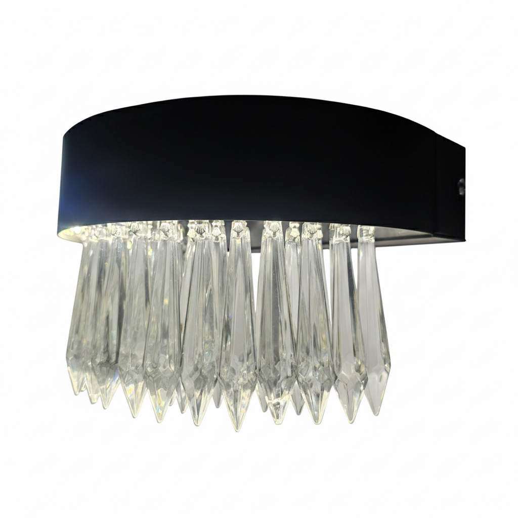 لوستر دیواری مشکی نارسیس با کریستال بلند