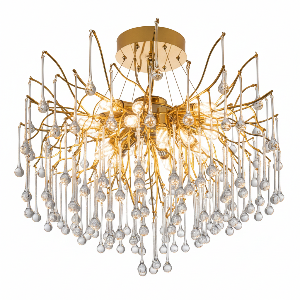 لوستر درختی آگرین لوستر مدل قطره باران نقره ای