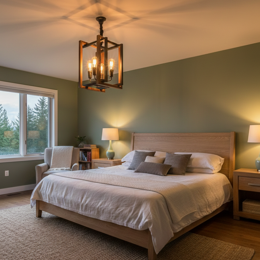 لوستر ادیسونی طرح مکعب فلزی طرح چوب - تصویر 3