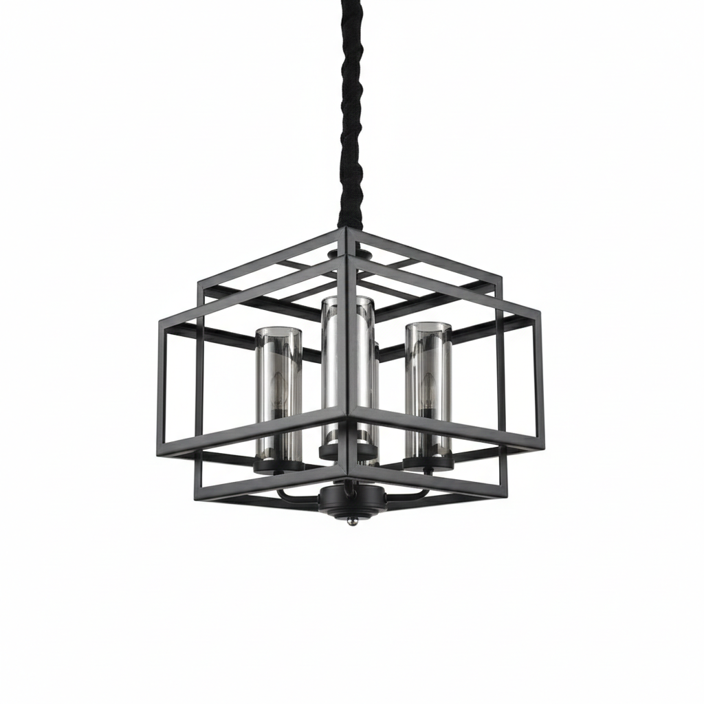 لوستر حباب دار طرح مکعب مشکی - تصویر 2