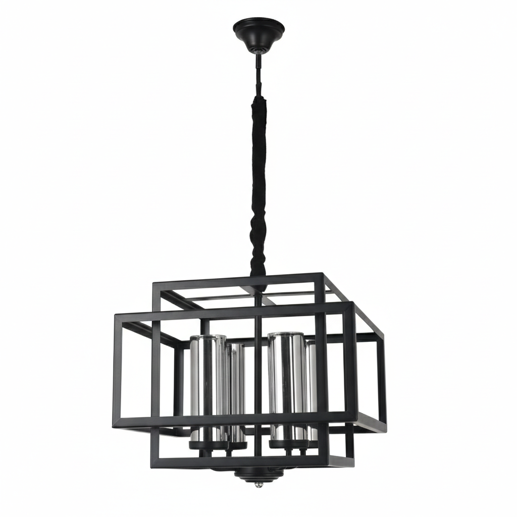 لوستر حباب دار طرح مکعب مشکی - تصویر 3