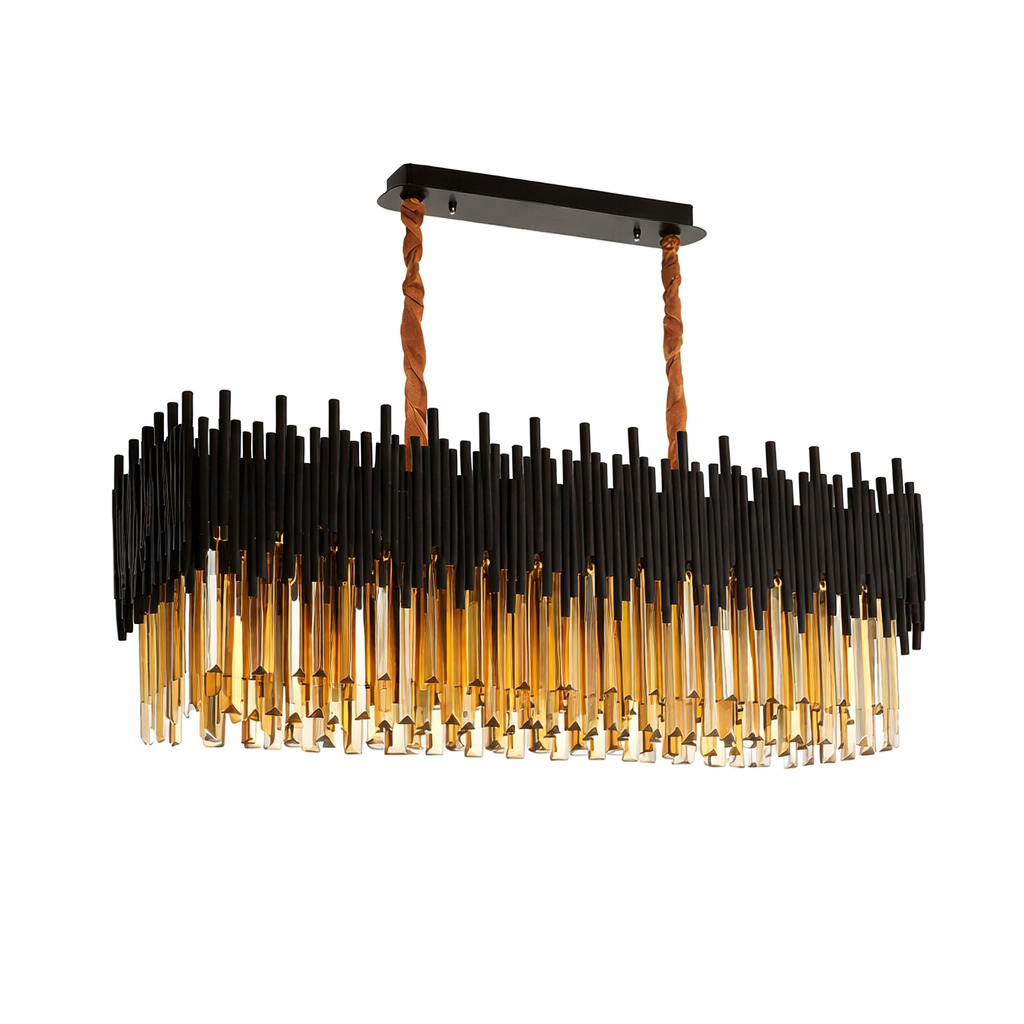 لوستر لاینری کریستالی مدل اسپانیولی مشکی