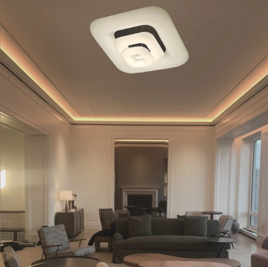 لوستر ابری سقفی طرح دونات مربع دو طبقه