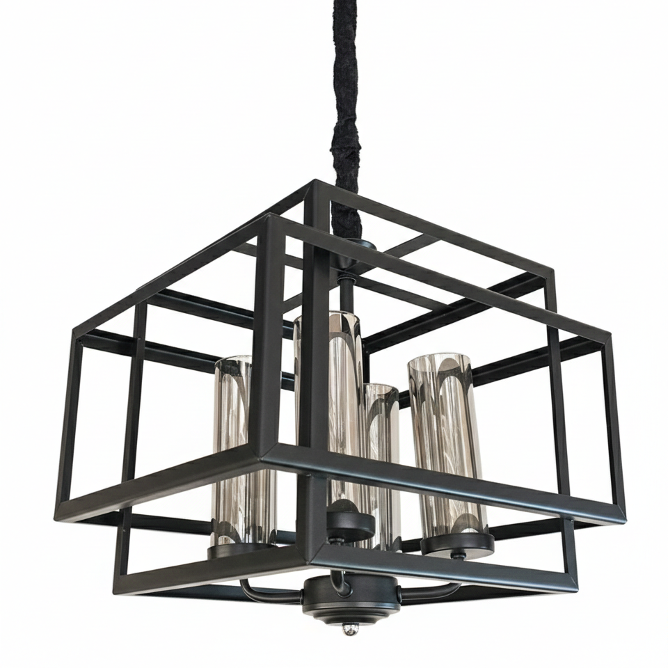 لوستر حباب دار طرح مکعب مشکی